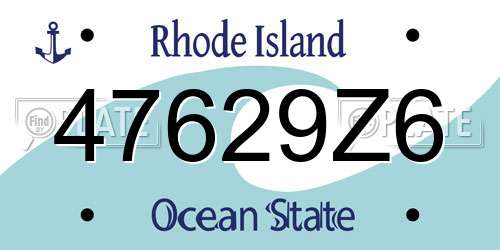 47629Z6 Rhode Island License Plate