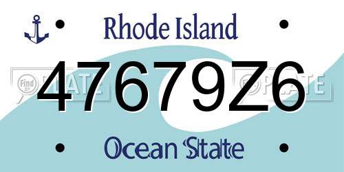 47679Z6 Rhode Island License Plate