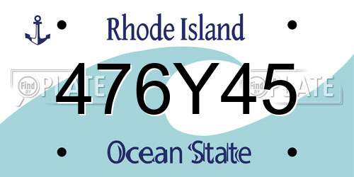 476Y45 Rhode Island License Plate