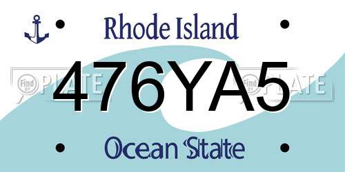 476YA5 Rhode Island License Plate