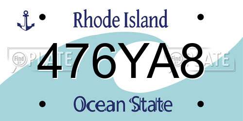 476YA8 Rhode Island License Plate
