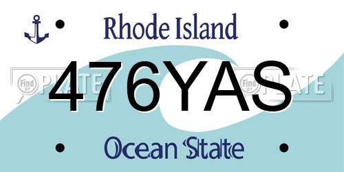 476YAS Rhode Island License Plate