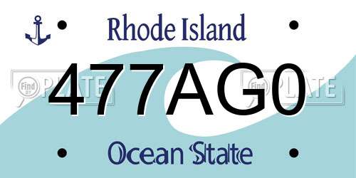 477AG0 Rhode Island License Plate