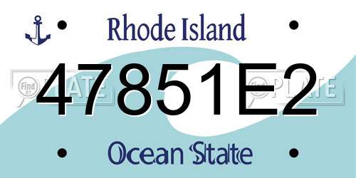 47851E2 Rhode Island License Plate