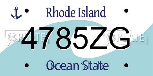 4785ZG Rhode Island License Plate