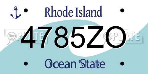 4785ZO Rhode Island License Plate