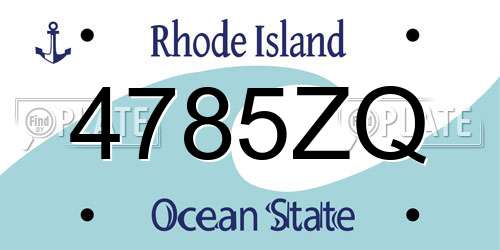 4785ZQ Rhode Island License Plate