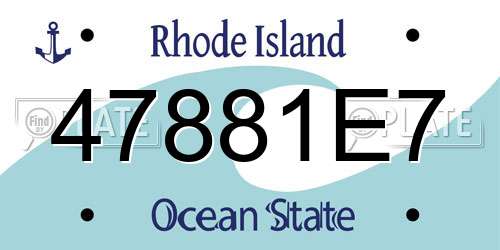 47881E7 Rhode Island License Plate