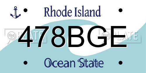 478BGE Rhode Island License Plate