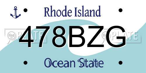 478BZG Rhode Island License Plate