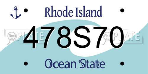 478S70 Rhode Island License Plate
