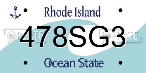 478SG3 Rhode Island License Plate