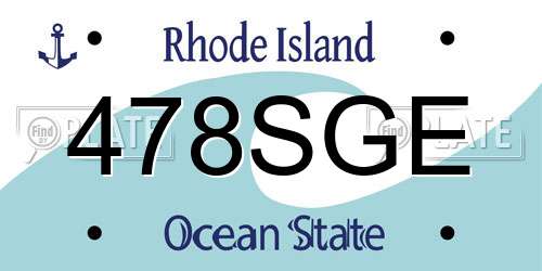 478SGE Rhode Island License Plate