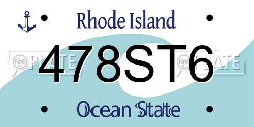 478ST6 Rhode Island License Plate
