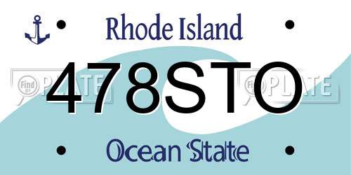 478STO Rhode Island License Plate