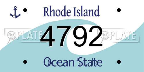 4792 Rhode Island License Plate