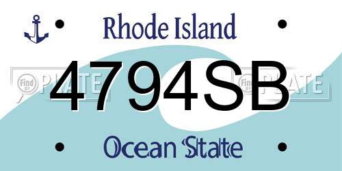 4794SB Rhode Island License Plate