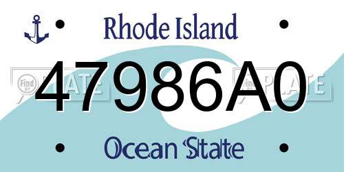 47986A0 Rhode Island License Plate