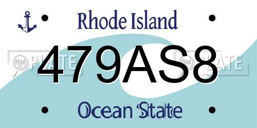 479AS8 Rhode Island License Plate