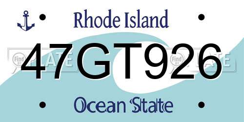 47GT926 Rhode Island License Plate