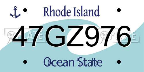 47GZ976 Rhode Island License Plate