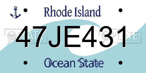 47JE431 Rhode Island License Plate