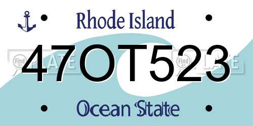 47OT523 Rhode Island License Plate
