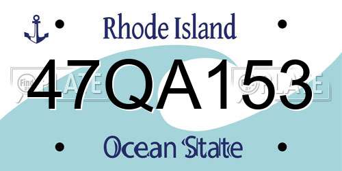 47QA153 Rhode Island License Plate
