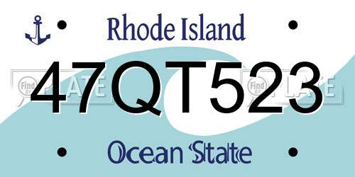 47QT523 Rhode Island License Plate