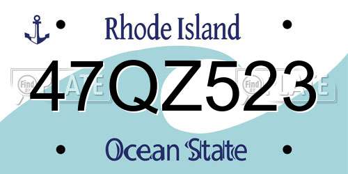 47QZ523 Rhode Island License Plate