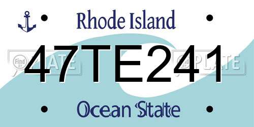47TE241 Rhode Island License Plate