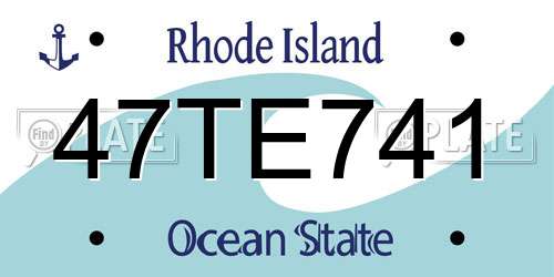 47TE741 Rhode Island License Plate