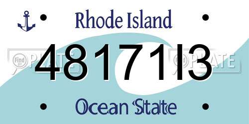 48171I3 Rhode Island License Plate