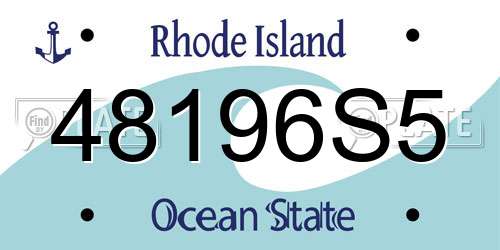 48196S5 Rhode Island License Plate