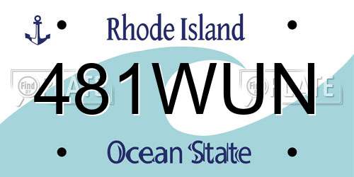 481WUN Rhode Island License Plate