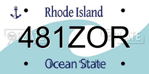 481ZOR Rhode Island License Plate