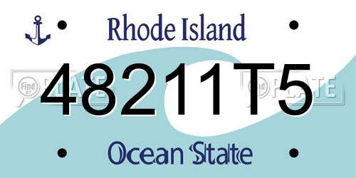 48211T5 Rhode Island License Plate