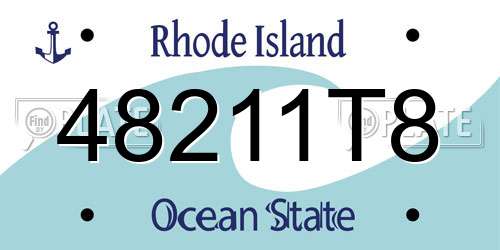 48211T8 Rhode Island License Plate