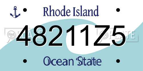 48211Z5 Rhode Island License Plate