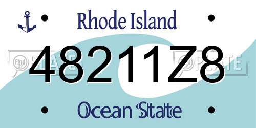 48211Z8 Rhode Island License Plate