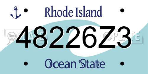 48226Z3 Rhode Island License Plate