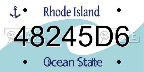 48245D6 Rhode Island License Plate