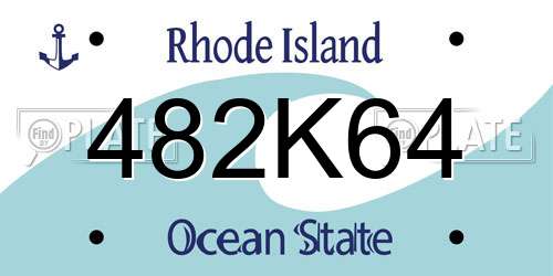 482K64 Rhode Island License Plate