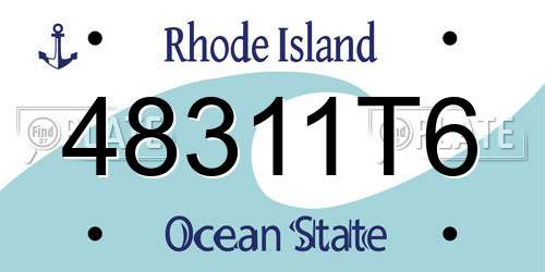 48311T6 Rhode Island License Plate