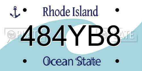 484YB8 Rhode Island License Plate