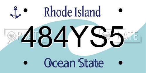 484YS5 Rhode Island License Plate