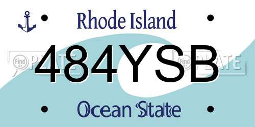 484YSB Rhode Island License Plate
