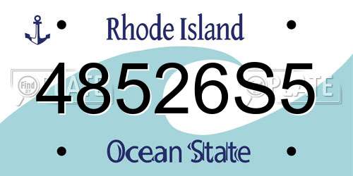 48526S5 Rhode Island License Plate