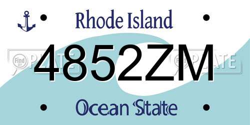 4852ZM Rhode Island License Plate