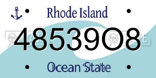 48539O8 Rhode Island License Plate